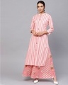 Shop Women's Cotton Pink & Off White Printed A Line Kurta Palazzo Set-Front