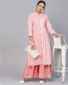 Shop Women's Cotton Pink & Off White Printed A Line Kurta Palazzo Set