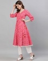 Shop Women's Cotton Pink Bandhani Printed Anarkali Kurta-Full