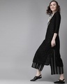 Shop Women's Rayon Black Embellished A Line Kurta-Design