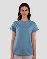 Shop Island Blue Boyfriend T-Shirt-Front