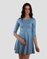 Shop Island Blue Flared Dress-Front