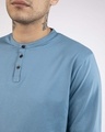 Shop Island Blue Full Sleeve Henley T-Shirt-Full