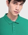 Shop Men's Green Cuffed Sleeve Polo T-shirt