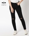 Shop Jade Black Distressed Mid Rise Stretchable Women's Jeans