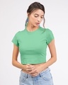 Shop Jade Green  Crop Top T-Shirt-Front