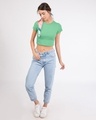 Shop Jade Green  Crop Top T-Shirt-Full