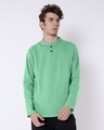 Shop Jade Green Full Sleeve Henley T-Shirt-Front