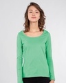 Shop Jade Green Scoop Neck Full Sleeve T-Shirt-Front