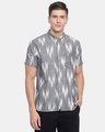 Shop Grey Handwoven Ikat Shirt-Front
