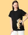 Shop Women's Black Jerry Graphic Printed Boyfriend T-shirt-Front