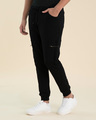 Shop Men's Black Cargo Zipper Joggers-Front