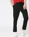 Shop Jet Black Casual Cotton Pants-Front