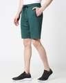 Shop Jet Black Dark Forest Green Zipper Shorts Combo