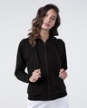 Shop Jet Black Fleece Zipper Hoodies-Front