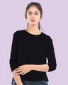 Shop Jet Black Full Sleeve T-Shirt-Front