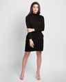 Shop Jet Black High Neck Slim Fit Pocket Dress-Full