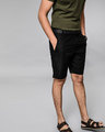 Shop Jet Black Lightweight Slim Oxford Shorts-Front