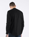 Shop Jet Black Mandarin Collar Shirt-Full