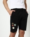 Shop Jet Black Men's Fashion Collabs AOP Shorts-Front