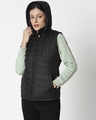 Shop Women's Black Puffer Jacket With Detachable Hood-Design
