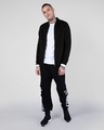 Shop Jet Black Plain Zipper Bomber Jacket-Full