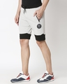 Shop Jet Black-Quiet Grey Plain Fashion Collabs Zipper Shorts-Design