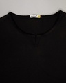 Shop Jet Black Slit Neck Full Sleeve Henley T-shirt