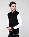 Shop Jet Black Varsity Bomber Jacket-Design