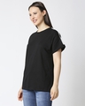 Shop Jet Black-White Side Panel Boyfriend T-Shirt-Design