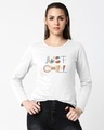 Shop Just Chill Geometric Full Sleeve T-Shirt White-Front