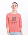 Shop Just Sarcastic Round Neck 3/4th Sleeve T-Shirt-Front