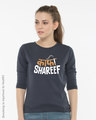Shop Kaafi Shareef Round Neck 3/4th Sleeve T-Shirt-Front