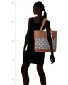 Shop Pu Leather And Canvas Printed Multicolor Tote Bag