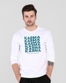 Shop Karma Comes Around Full Sleeve T-Shirt White-Front