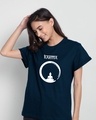 Shop Karma Cycle Boyfriend T-Shirt Navy Blue-Front