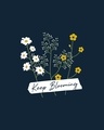 Shop Keep Blooming Flowers Round Neck 3/4th Sleeve T-Shirt Navy Blue