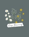 Shop Keep Blooming Flowers Round Neck 3/4th Sleeve T-Shirt Nimbus Grey