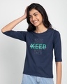 Shop Keep Blooming Round Neck 3/4th Sleeve T-Shirt-Front