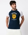Shop Khadoos Half Sleeve Raglan T-Shirt Navy Blue-White  -Front