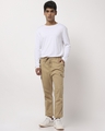 Shop Men's Khaki Snap Pocket Cargo Jogger Pants-Full