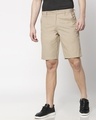 Shop Khaki Textured Men's Shorts-Front