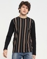 Shop Killer Brown Contrast Sleeve Stripe T-shirt-Front