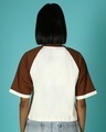 Shop Women's Brown & White Color Block Relaxed Fit Short Top-Design