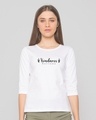 Shop Kindness Matters Round Neck 3/4 Sleeve T-Shirt White-Front