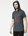 Shop King K 100M Half Sleeve Hoodie T-shirt Nimbus Grey-Front