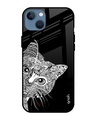 Shop Kitten Mandala Printed Premium Glass Cover For iPhone 13 mini (Impact Resistant, Matte Finish)-Front