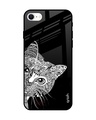 Shop Kitten Mandala Printed Premium Glass Cover For iPhone SE 2022 (Impact Resistant, Matte Finish)-Front