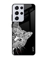 Shop Kitten Mandala Printed Premium Glass Cover For  S21 Ultra(Impact Resistant-Front