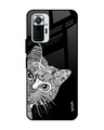 Shop Kitten Mandala Printed Premium Glass Cover For Xiaomi Redmi Note 10 Pro (Matte Finish)-Front